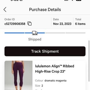 Lululemon ribbed align legging 23” drmatic magenta